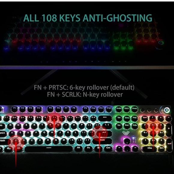(F2) AULA F2088 Typewriter Style Mechanical Gaming Keyboard